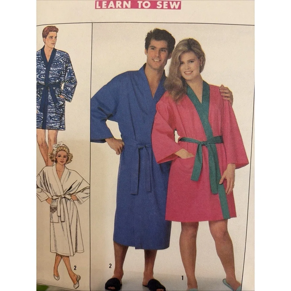 Simplicity 9319 Sewing Pattern Uncut Unisex Kimono Robe Size AA XS-M Vintage